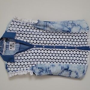 Desigual Women's LAIA Sleeveless Button-Up Shirt- Size XL